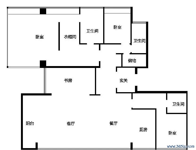 建面约280平户型图 图源网罗